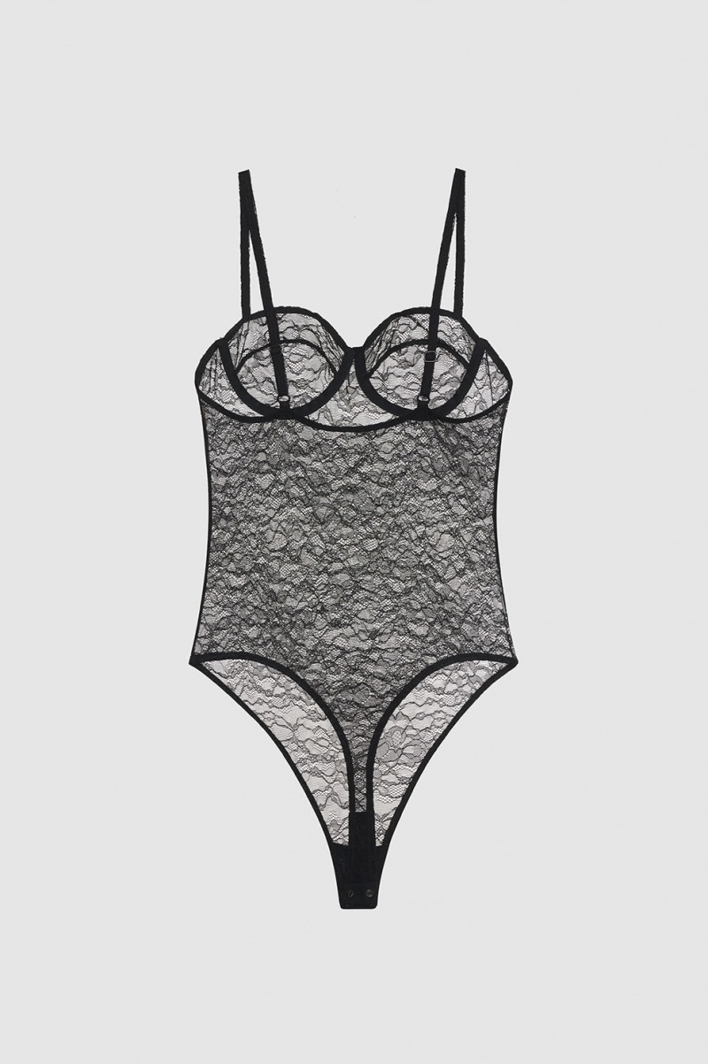 Chemises Anine Bing Via Bodysuit Noir Femme | LRX-0622065